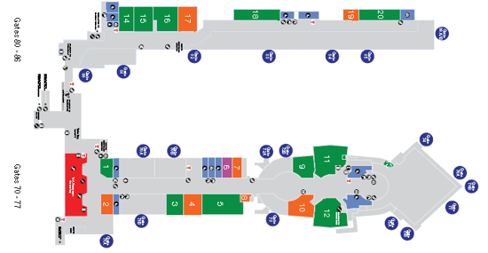 Terminal 8 map at LAX airport.