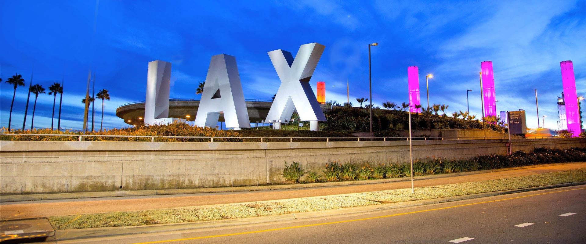 Sign at entrance road to LAX airport